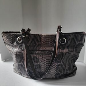 Etienne Aigner Dark Brown Snake Print Tote
